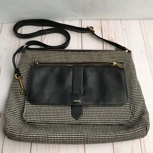 Fossil leather trimmed crossbody
